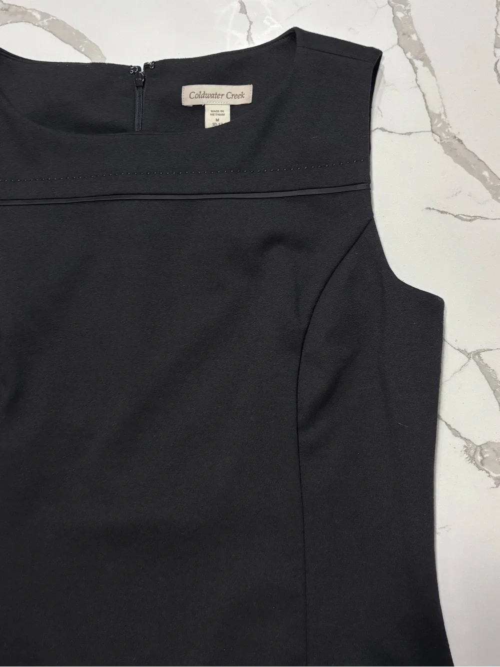 Coldwater Creek Sleeveless Black Midi Sheath Lined Rayon Tank Dress Medium 10/12